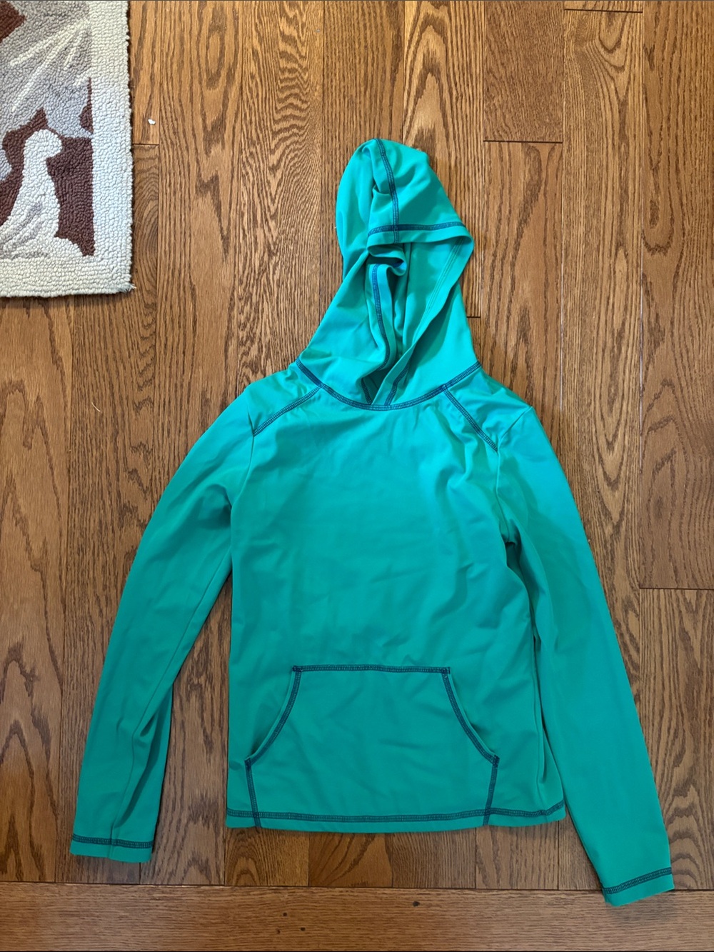 Mini Boden turquoise hooded kids swim rashguard Like New Size 8-9